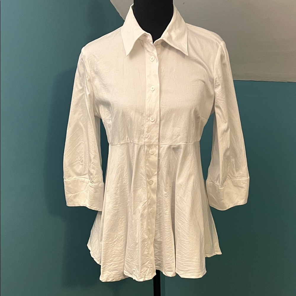 Tuckernuck White Button-Down Peplin Shirt Size Small